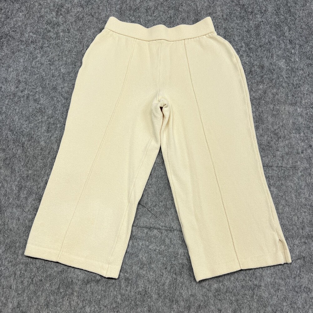 St John Collection Pants Womens 4 Cream Knit Pull On Cropped Santana Trouser USA